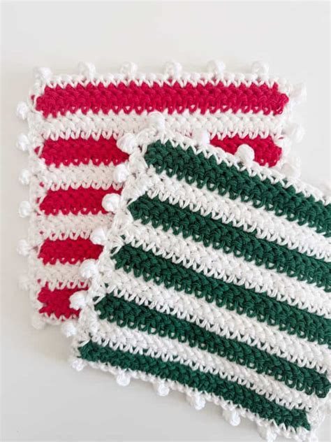 Crochet Christmas Stripes Hot Pad Pot Holder Daisy Farm Crafts