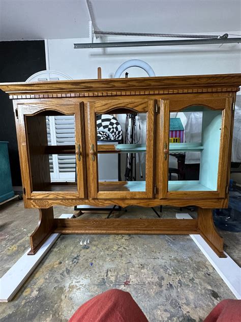 How To Transform Your Old China Hutch With A Gorgeous Water Washed