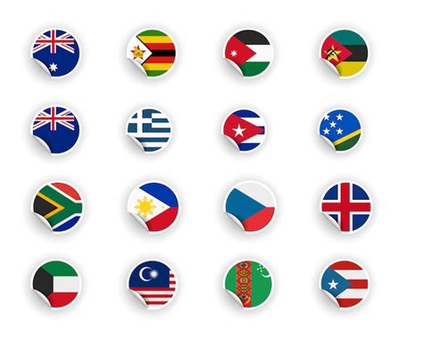 Premium Vector | Set of country flag in stickers