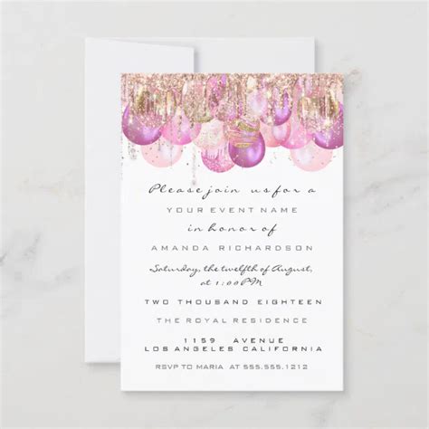 Pink Glitter Drips Rose Gold Bridal Sweet 16th Invitation Zazzle