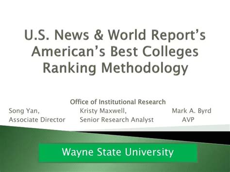 PPT - U.S. News & World Report’s American’s Best Colleges Ranking ...