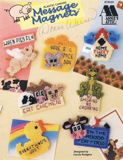 Message Magnets 1 6 Plastic Canvas Plastic Canvas Patterns Plastic Canvas Crafts