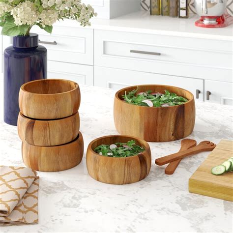 Millwood Pines Molloy Wood Salad Bowl Reviews Wayfair