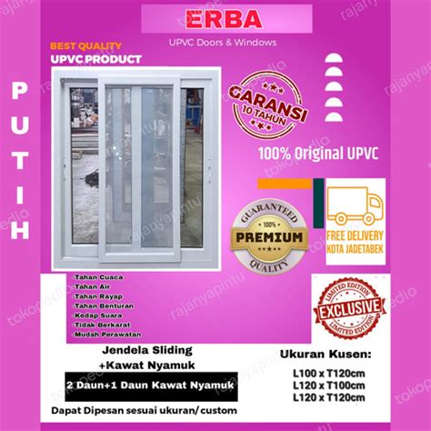 Promo Jendela Sliding UPVC ERBA Super Premium 2daun 1Daun Kawat Nyamuk