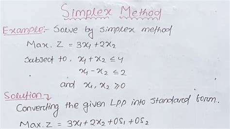 Lpp Simplex Method For Solving Linear Programming Problems Complete