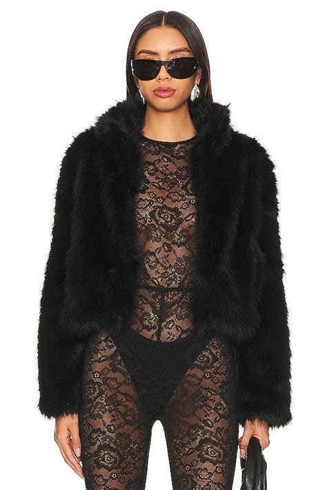 Adrienne Landau Faux Fox Fur Jacket In Black REVOLVE