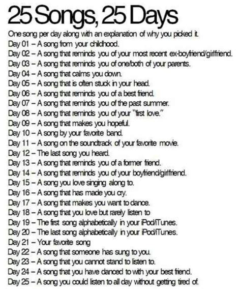 25 Days 25 Songs Journal Prompts Song Notes Songs