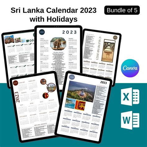 Sri Lanka Calendar 2023 with Holidays in Pdf, Word & Excel