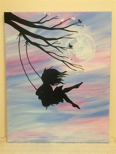 Custom Hope Swing Girl On A Swing Silhouette Painting 8x10 Ts