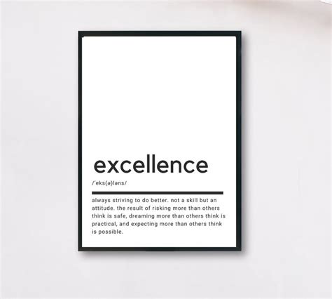 Excellence Definition Printable Wall Art Home Poster Excellence