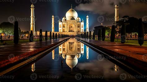 Night view of The Taj Mahal. Generative AI 32977777 Stock Photo at Vecteezy