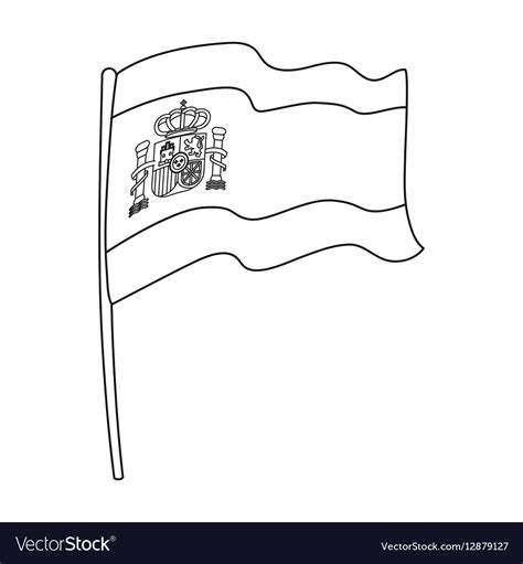 Flag of spain icon in outline style isolated Vector Image