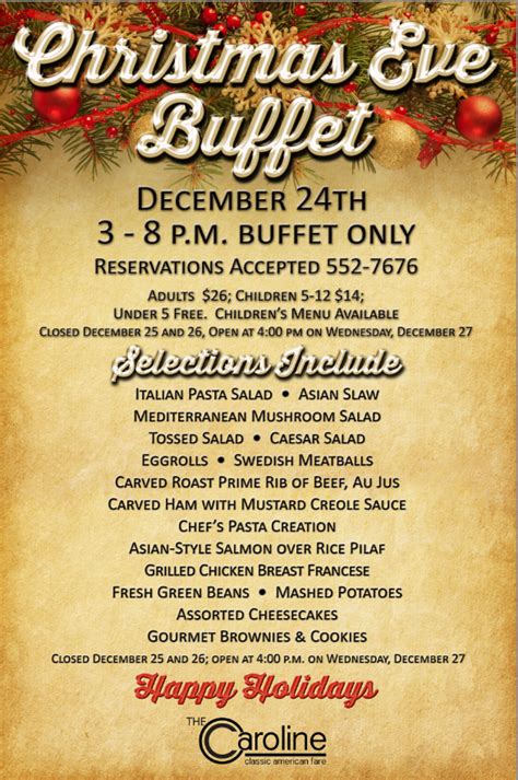 2017 Christmas Eve Buffet | 12/24 3-8pm – The Caroline