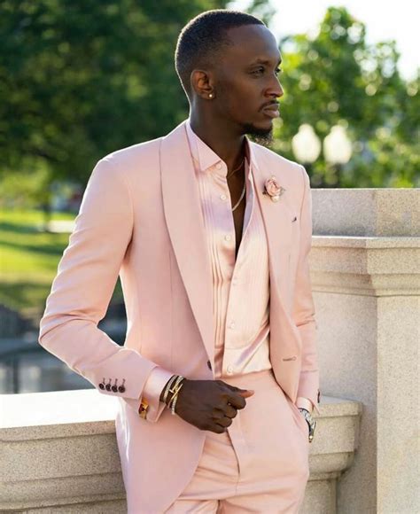 Handsome Blush Pink Mens Suits Wedding Tuxedos Groom Formal Wear Pants