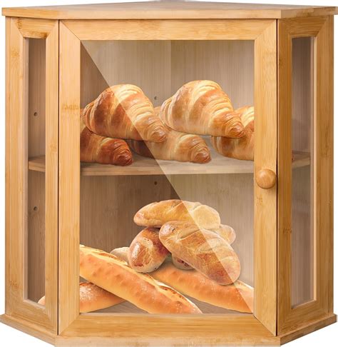 Amazon Secivlot Corner Bread Box For Kitchen Countertop Wooden