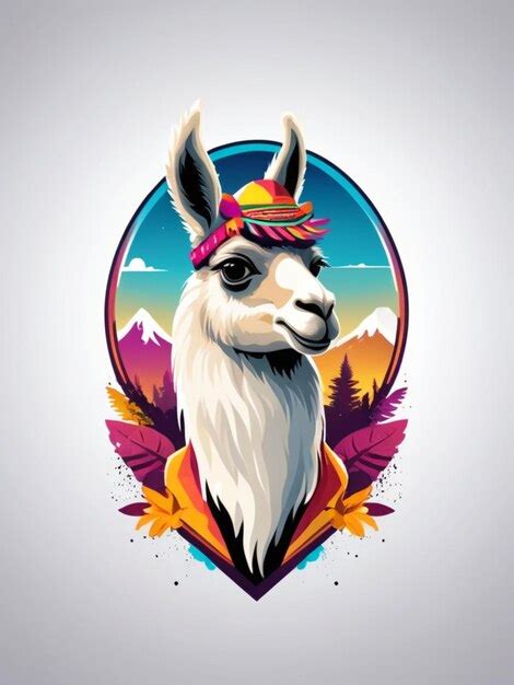 Premium Photo Lama Tshirt Design Sticker