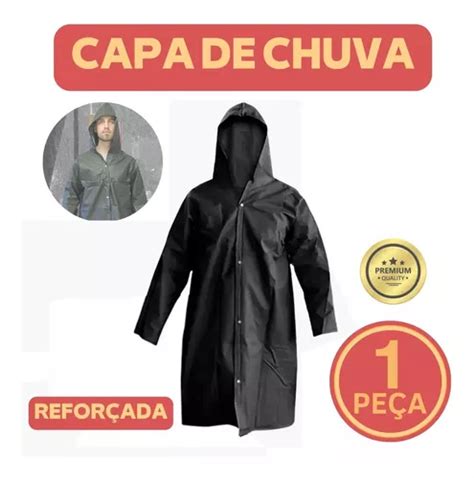 Capa De Chuva Impermeavel Reforçada Capuz Epi Forrada Pvc Escorrega o