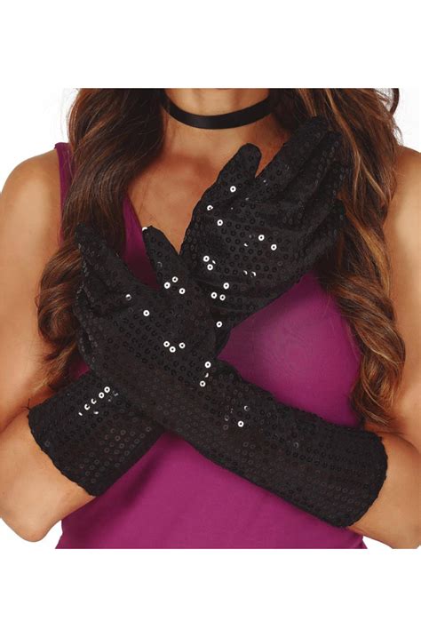 Black Sequin Gloves Partyexperts