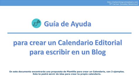 Gu A De Ayuda Para Crear Un Calendario Editorial Para Un Blog Ppt