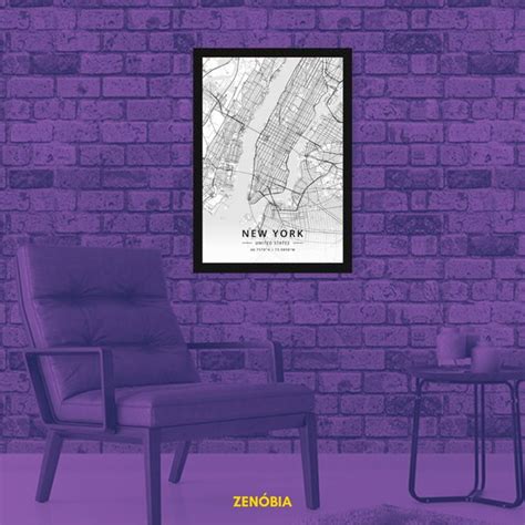 Quadro Decorativo A Vidro Mapa Cidade Nova York Elo