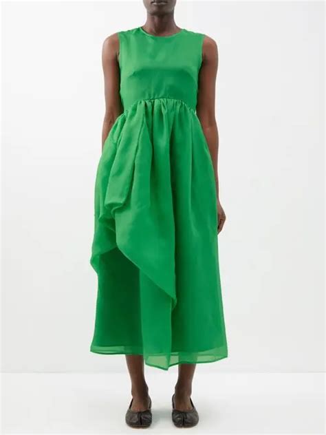 Buy Cecilie Bahnsen Fang Tundra Cutout Back Silk Organza Dress Bright