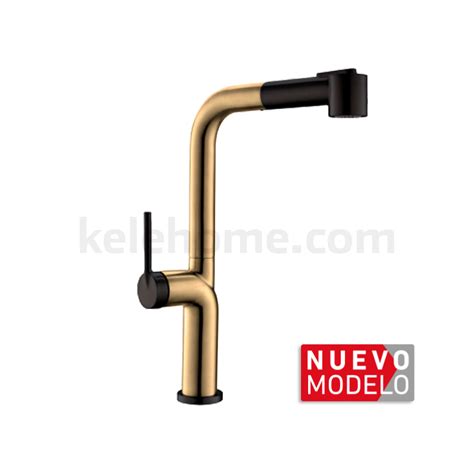 Monomando X Cm Kele Kss Gd Bk Acero Inoxidable Gold Negro