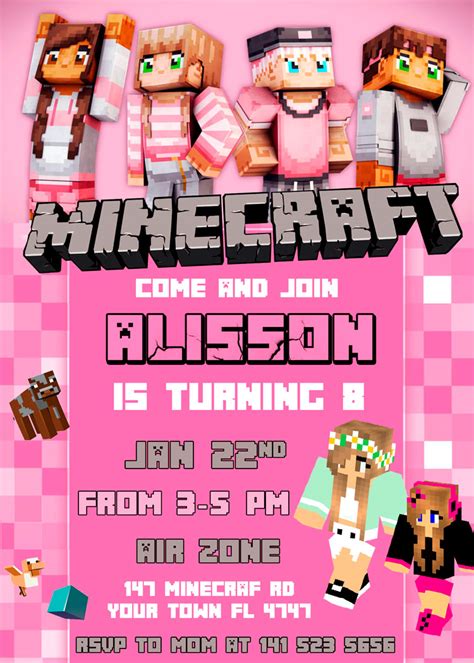 Minecraft Party Invitations