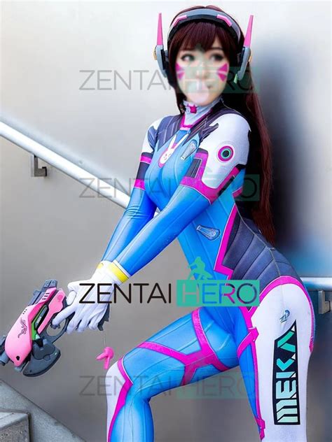 3d Printed Classic D Va Cosplay Costume Zentai Game Costume Blue Dva