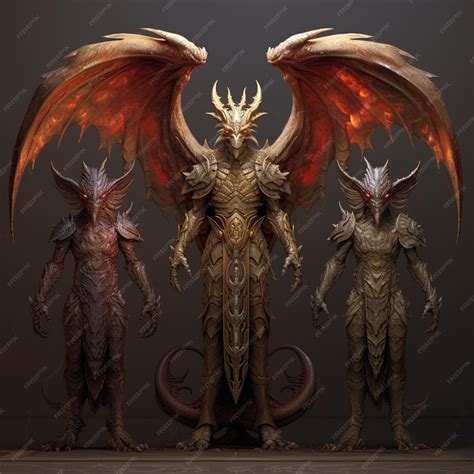 Premium AI Image | three different types of demonic creatures standing ...