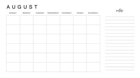 Blank August Calendar Templates Free Printable Calendars