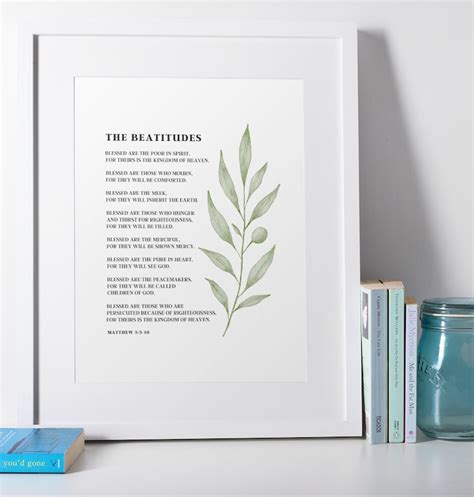 The Beatitudes Matthew 5 3 10 Christian Blessings Wall Art Print Bible Verse Wall Art