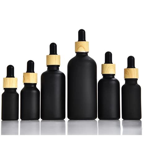 Ready Stock Ml Matte Black Glass Bottle With Wood Dropper Cap