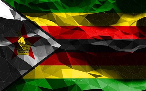 Download wallpapers 4k, Zimbabwean flag, low poly art, African ...