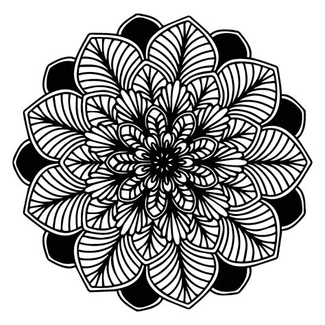 Black And White Mandala Mandalas Coloring Pages For Adults