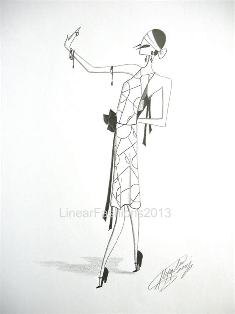 Fashion Illustration Art 1920s Flapper Deco By Linearfashions