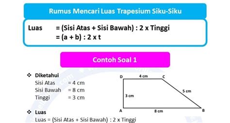 Rumus Cara Mencari Luas Trapesium Siku Siku Dan Contoh Soal Bimbel