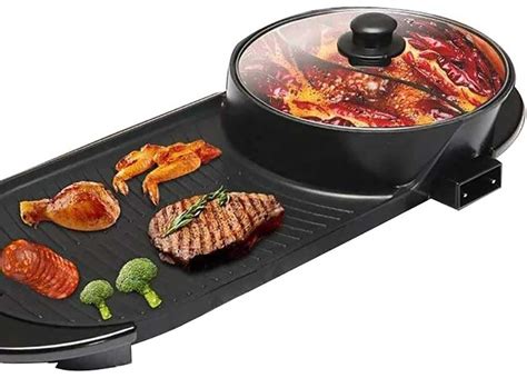 Electric In Grill With Shabu Shabu Hot Pot Multifunctional Indoor Teppanyaki Korean Bbq