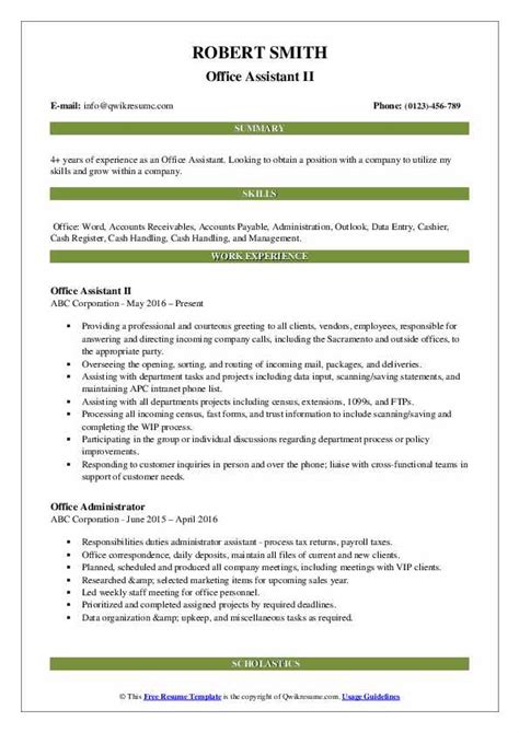 Office Assistant Resume Sample