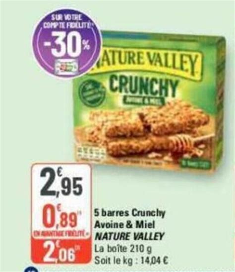 Promo Barres Crunchy Avoine Miel Onete Nature Valley Chez G