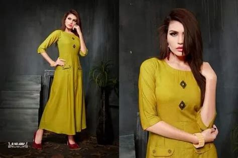 Party Wear Straight 3 4 Sleeve Cotton Kurti At Rs 405 In Surat Id