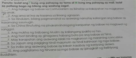 Isulat Ang T Kung Ang Pahayag Ay Tama At M Kung Ang Pahayag Ay Mali