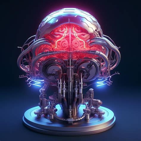 Premium AI Image | A robot with a red brain on it