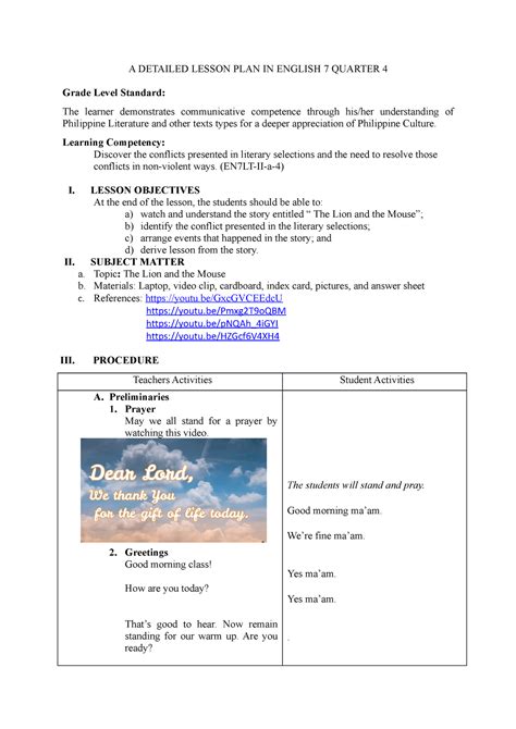 Dlp4 English 7 A Detailed Lesson Plan In English 7 Quarter 4 Grade Level Standard The