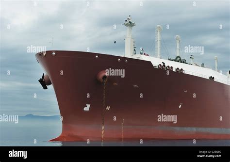 Bow Of Gas Tanker Ship Stock Photo Alamy