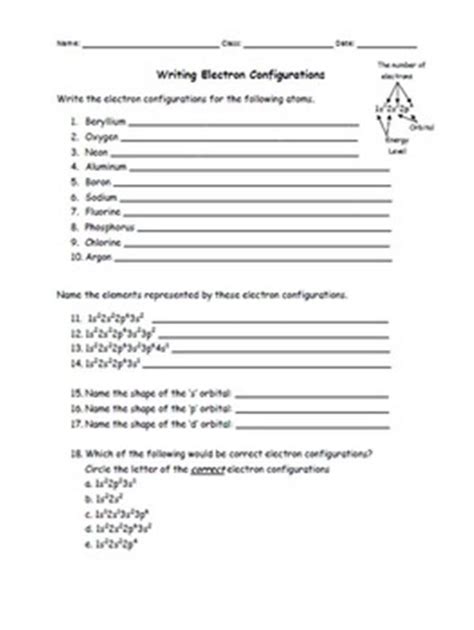 Electron Configuration And Orbital Diagram Worksheet