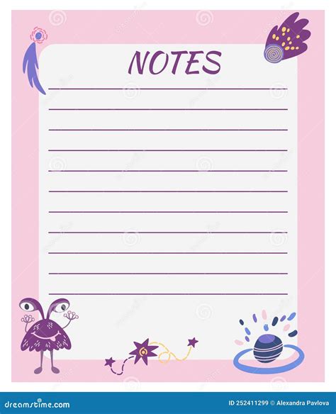 Plantillas De Páginas Para Niños Planner Diary Con Cosmos Hoja De Documentos Para El