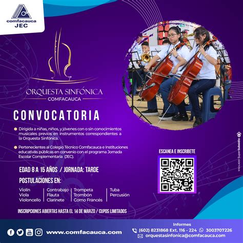 Convocatoria Orquesta Sinfónica Comfacauca