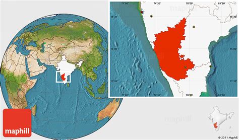 Satellite Location Map Of Karnataka Highlighted Country