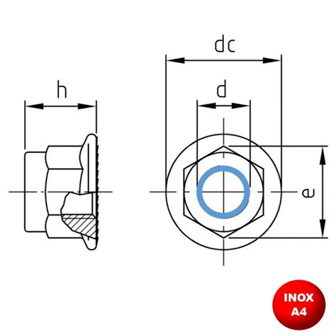 Ecrou Frein Nylstop Embase Crant E Inox A Din