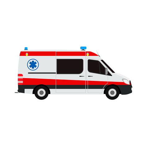 Ambulance Van Flat Vector Side View Help Emergency Auto Red